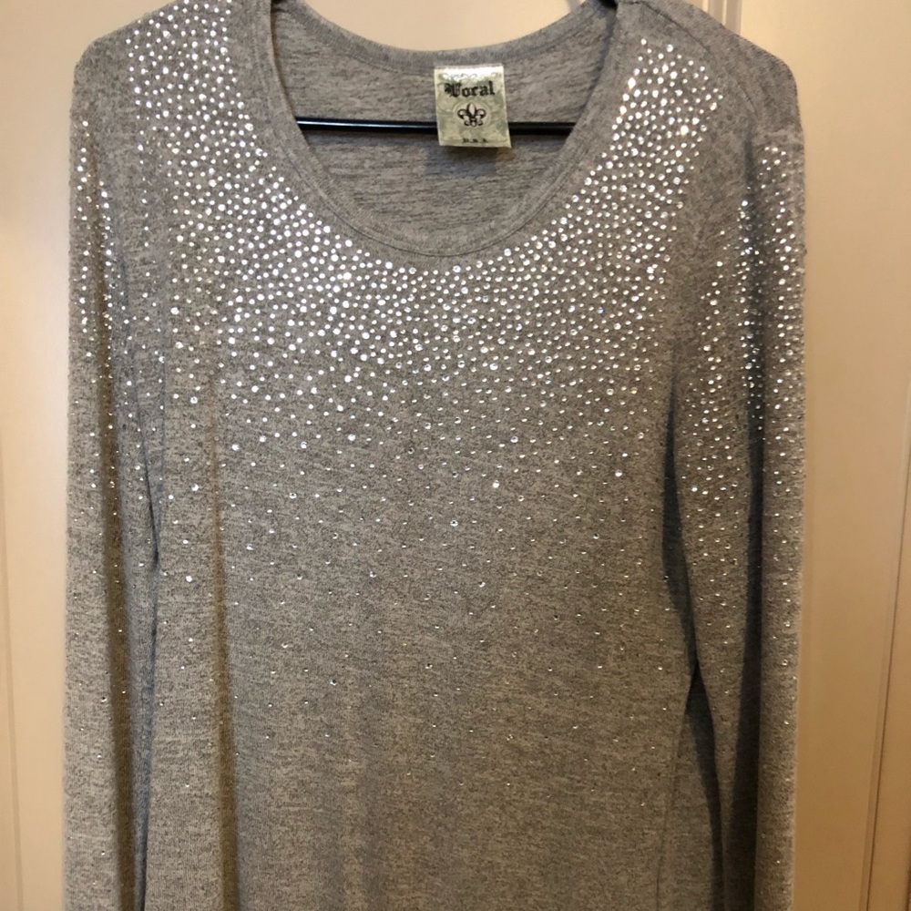 Top by Vocal, Size Large, Taupe/Neutral shade.